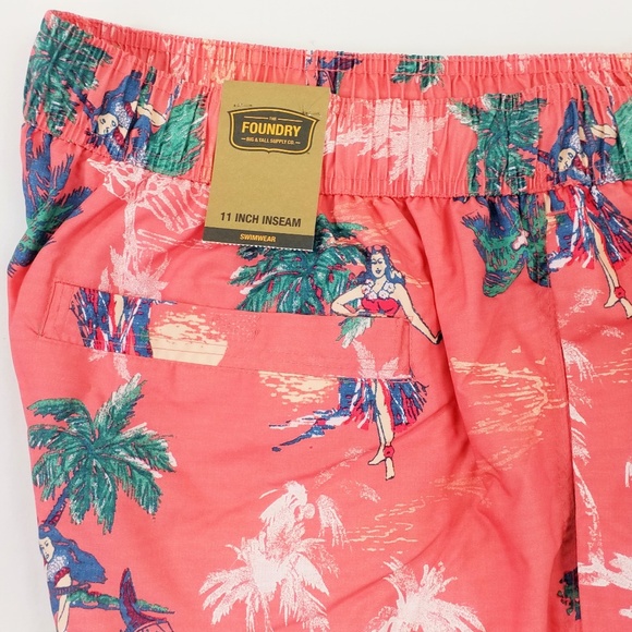 The Foundry Big & Tall Hula Girl Pattern Lined Swim Trunks Mens Size 3X - Picture 7 of 7